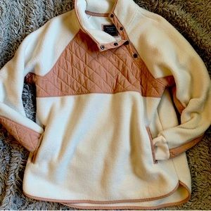 Cream and Pink quilted Sherpa